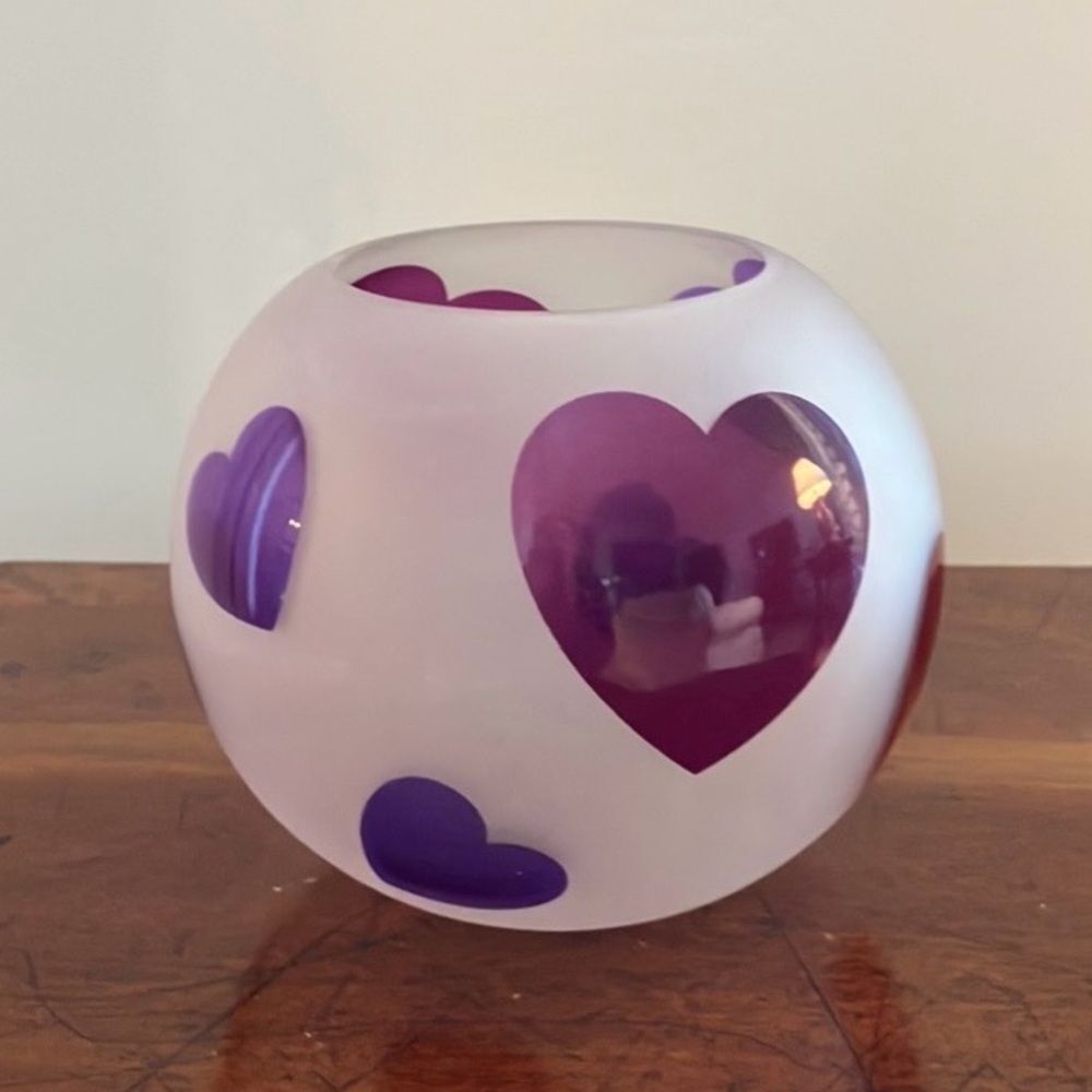 Teleflora Frosted Glass Heart Vase Bowl